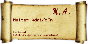 Melter Adrián névjegykártya